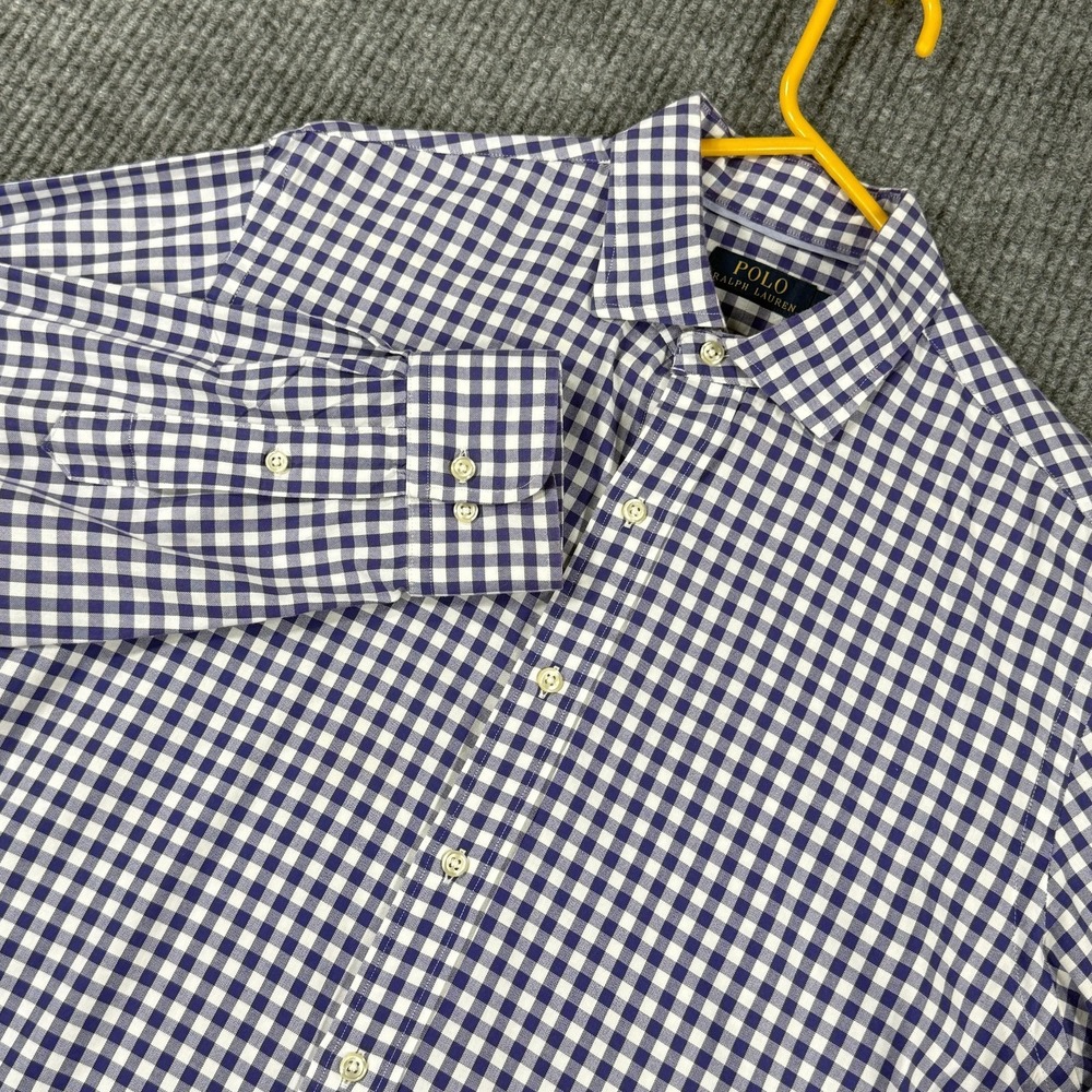 Polo Ralph Lauren Shirt Mens Large Purple Check Button‎ Down Long Sleeve Casual
